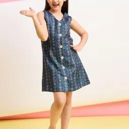 StyloBug Girls Blue Printed Dress-picture-12