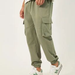 Styli Grey Cotton Relaxed Fit Joggers-image-24