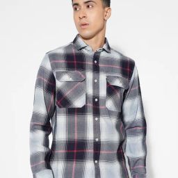 Sf Jeans By Pantaloons Navy Cotton Relaxed Fit Checks Shirt-picture-32