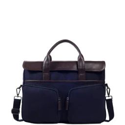 Gauge Machine Navy & Brown PU Laptop Messenger Bag-image-77