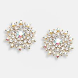Sohi Silver Plated Party Designer Stone Stud Earrings-2