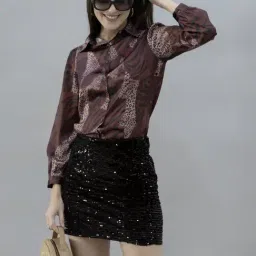 PURYS Maroon Printed Shirt-image-85