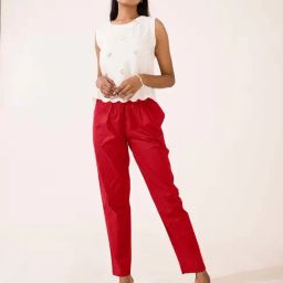 Go Colors! Red Cotton Mid Rise Pants-image-60