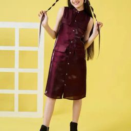 StyloBug Girls Maroon Dress-image-59