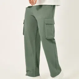Styli Khaki Cotton Relaxed Fit Trackpants-image-53