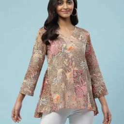 aarke Ritu Kumar Brown Cotton Floral Print Kurta-image-62