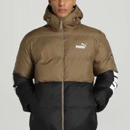 Puma Brown Regular Fit Colour Block Hooded Jacket-image-54