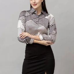 PURYS White & Black Printed Shirt-image-58