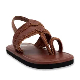 Madras Trunk Kids Brown Toe Ring Sandals-image-36