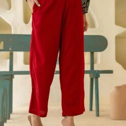 Juniper Maroon Solid Palazzo-image-5