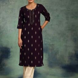 Libas Purple Regular Fit Printed Kurtas-41