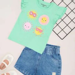 Pantaloons Baby Girls Cabbage & Blue Cotton Floral Clothing Sets-image-35