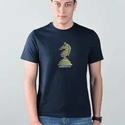 Louis Stitch Navy Blue Cotton Graphic T-Shirt-picture-6