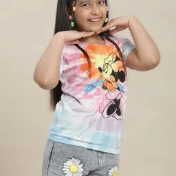 Kidsville Mickey & Friends Printed Regular Fit Multicolor T-Shirt For Girls-image-57