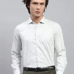 Monte Carlo Green Cotton Regular Fit Self Pattern Shirt-image-92
