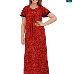 MAYA PRINT Pack of 2 Floral Printed Pure Cotton Maxi Nightdress-image-8