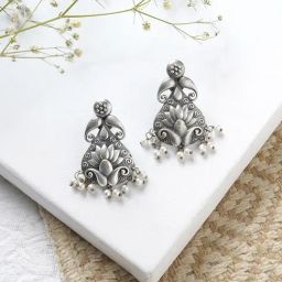 Teejh Ethnic Aabir Silver Oxidized Dangler Earrings-25