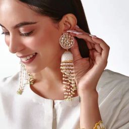 Johori Multi Meenakari Kundan Long Beads Jhumki Earrings for Women-16