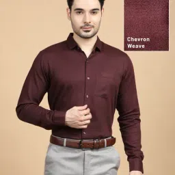 Kuons Avenue Wine Cotton Tailored Fit Casual Shirt-image-65