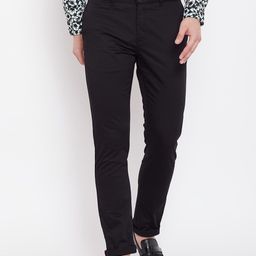 Blackberrys Men Black Slim Fit Solid Trousers-image-21