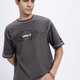 UNRL Printed Contrast Stitch Relaxed T-shirt-image-72
