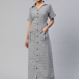 Cottinfab Checked Shirt Cotton Maxi Dress-10