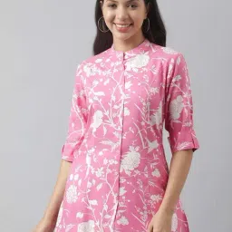 Divena Pink Cotton Floral Print Tunic-image-40