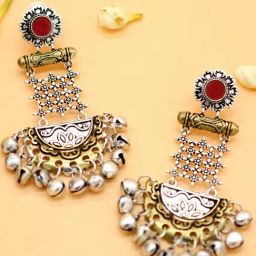 Teejh Ethnic Geometric Red Dual Tone Dangler-image-71