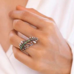 Shaya 92.5 Sterling Silver Uncover Oxidized Cocktail Ring for Women-19