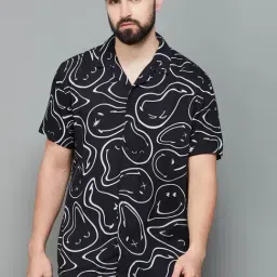 SmileyWorld Black Regular Fit Printed Shirt-image-6