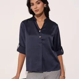 Annabelle by Pantaloons Roll-Up Sleeves Shirt Style Top-picture-16