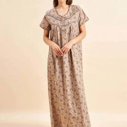 Sweet Dreams Brown Cotton Printed Nighty-image-47
