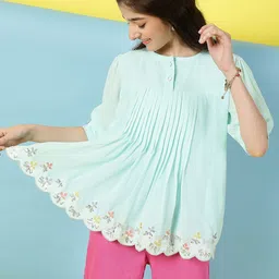 BAESD Floral Embroidered Georgette Top-image-37