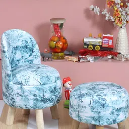 Shadowkart Set Of 2 Blue & Brown Printed Wooden Pouffe Ottomans-image-75