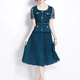 JC Collection Self Design Fit & Flare Midi Dress-image-71