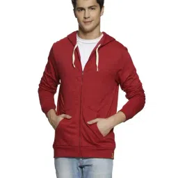 Campus Sutra Maroon Solid Full Sleeves Hooded Sweatshirt-picture-39
