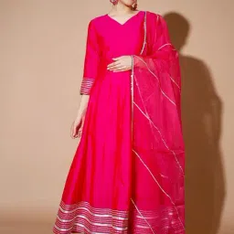 Myshka Pink Anarkali Kurta With Dupatta-image-16