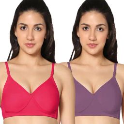 IN CARE Magenta & Purple Full Coverage Non-Wired T-Shirt Bra - Pack of 2-image-19