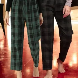 Kryptic Green & Green Cotton Relaxed Fit Printed Lounge Pants - Pack of 2-picture-47