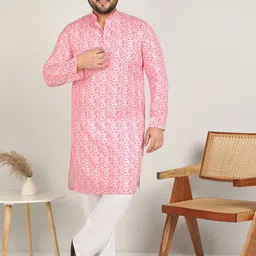ADWYN PETER Men Floral Printed Asymmetric Mandarin Collar Kurta-picture-58