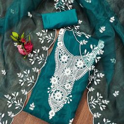 MANVAA Embroidered Organza Unstitched Dress Material-picture-40