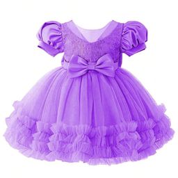 Miss & Chief Embellished Embroidered Puff Sleeve Net Fit & Flare Dress-9