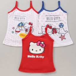 Bodycare Sleeveless Slips Hello Kitty Print Pack of 3 - Red Blue & White-image-85