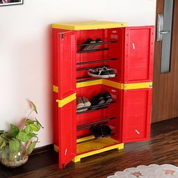 Cello Novelty Big Plastic Shoe Rack With Lock Red & Yellow-image-84