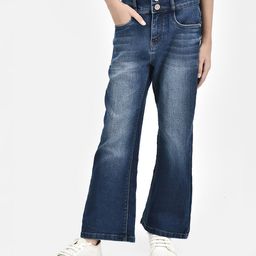 CRIMSOUNE CLUB Mild Washed Bell Bottom Jeans - Blue-image-9