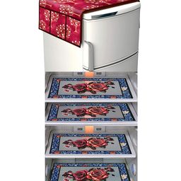 Dakshya Industries Fridge Top Cover and Fridge Mat Combo Set of 5-22