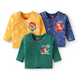 Babyhug Disney Interlock Knit Full Sleeves Jhabla with Disney Princess Graphics Pack Of 3 - Blue & Yellow-image-28