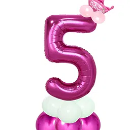 Decor Mantra Number 5 foil balloon 32 inch for birthday decoration items - Pink - Pack of 13-picture-0