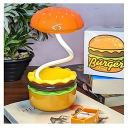 YAMAMA 3 in 1 Burger Design Study Lamp USB Rechargeable LED Desk Lamp With Built-in-Battery 360 Degree Flexible Hose With Pencil Sharpener And Storage Table Night Lamp Burger Lamp With Sharpener - Multicolor-11