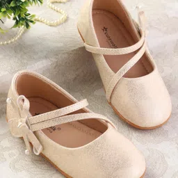 Cute Walk by Babyhug Ballerinas With Velcro Closure & Bow Applique - Beige-picture-49